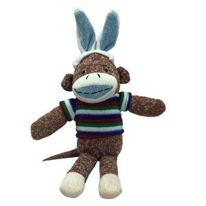 Dan Dee Collector's Choice Sock Monkey Bunny Ears Plush Stuffed Animal 12.5"